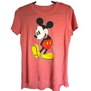 Disney Mickey Mouse Red Heathered Graphic T Shirt Women's Small